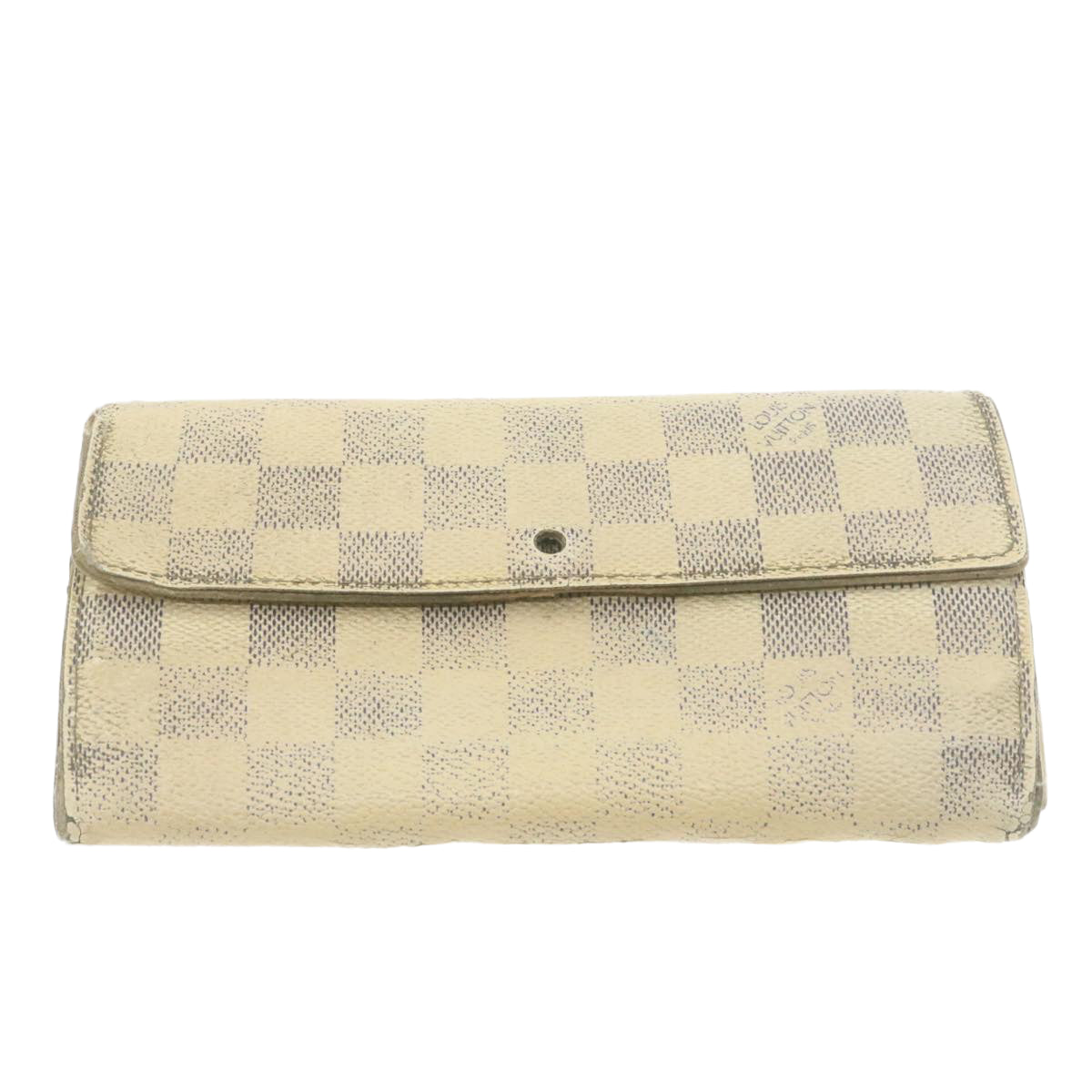 LOUIS VUITTON Damier Azur Ebene Long Wallet 4Set White Brown LV Auth ar3683