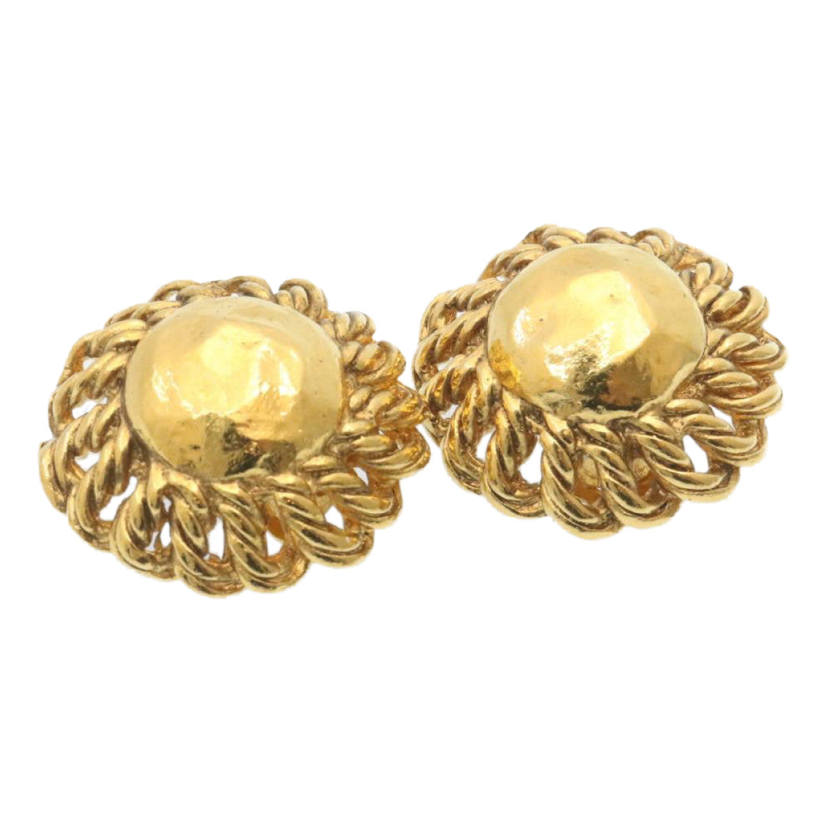 CHANEL Clip-on Earring Gold Tone CC Auth ar5569