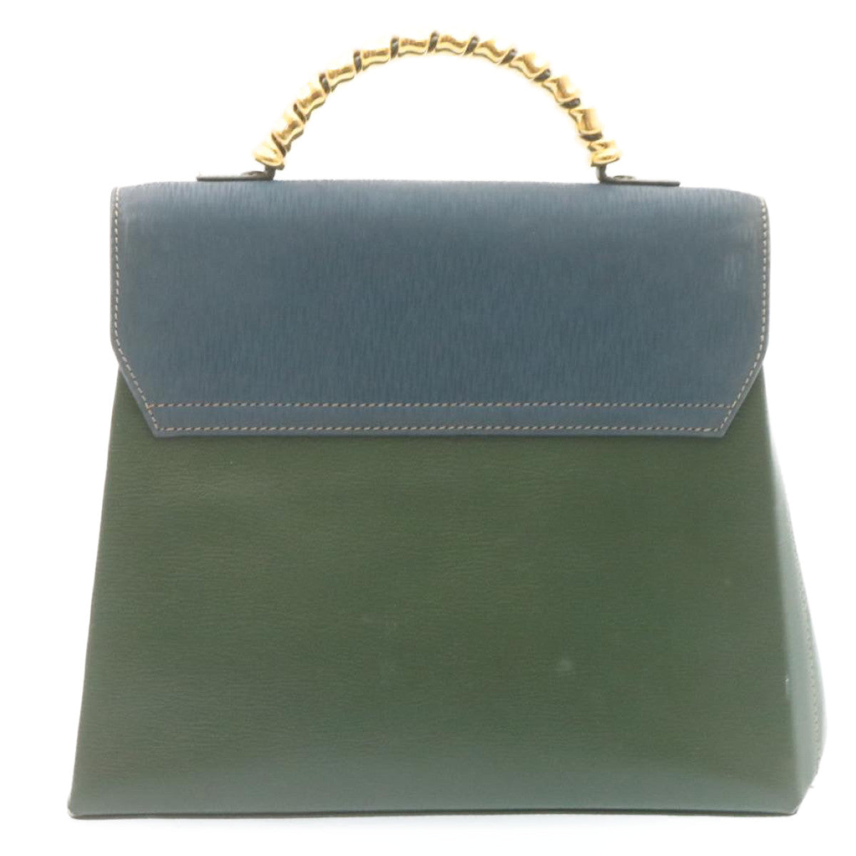 LOEWE Hand Bag Leather Green Blue Auth ar6429