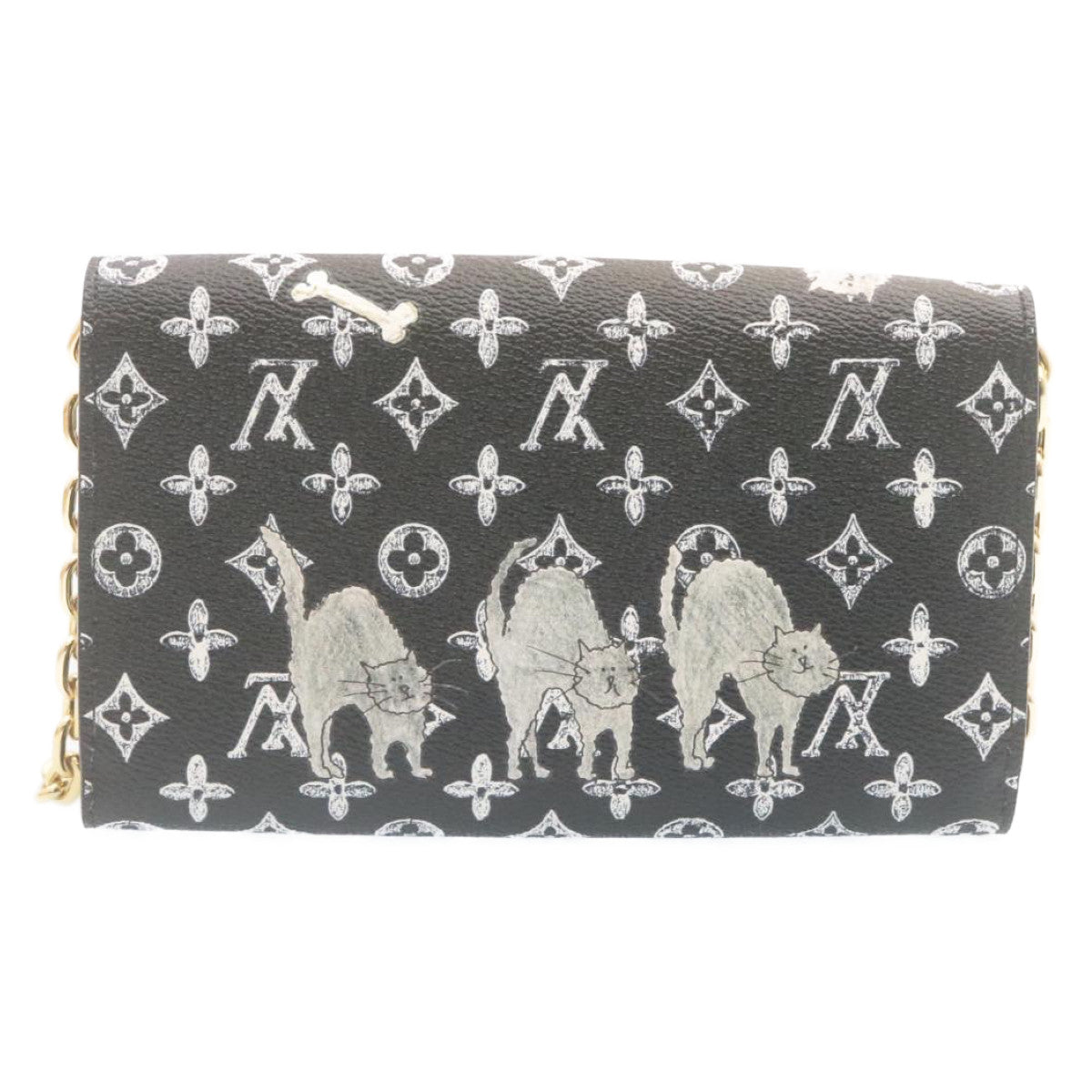 LOUIS VUITTON Monogram Cat Portefeuille Twist Chain Wallet M63888 Auth ar6463