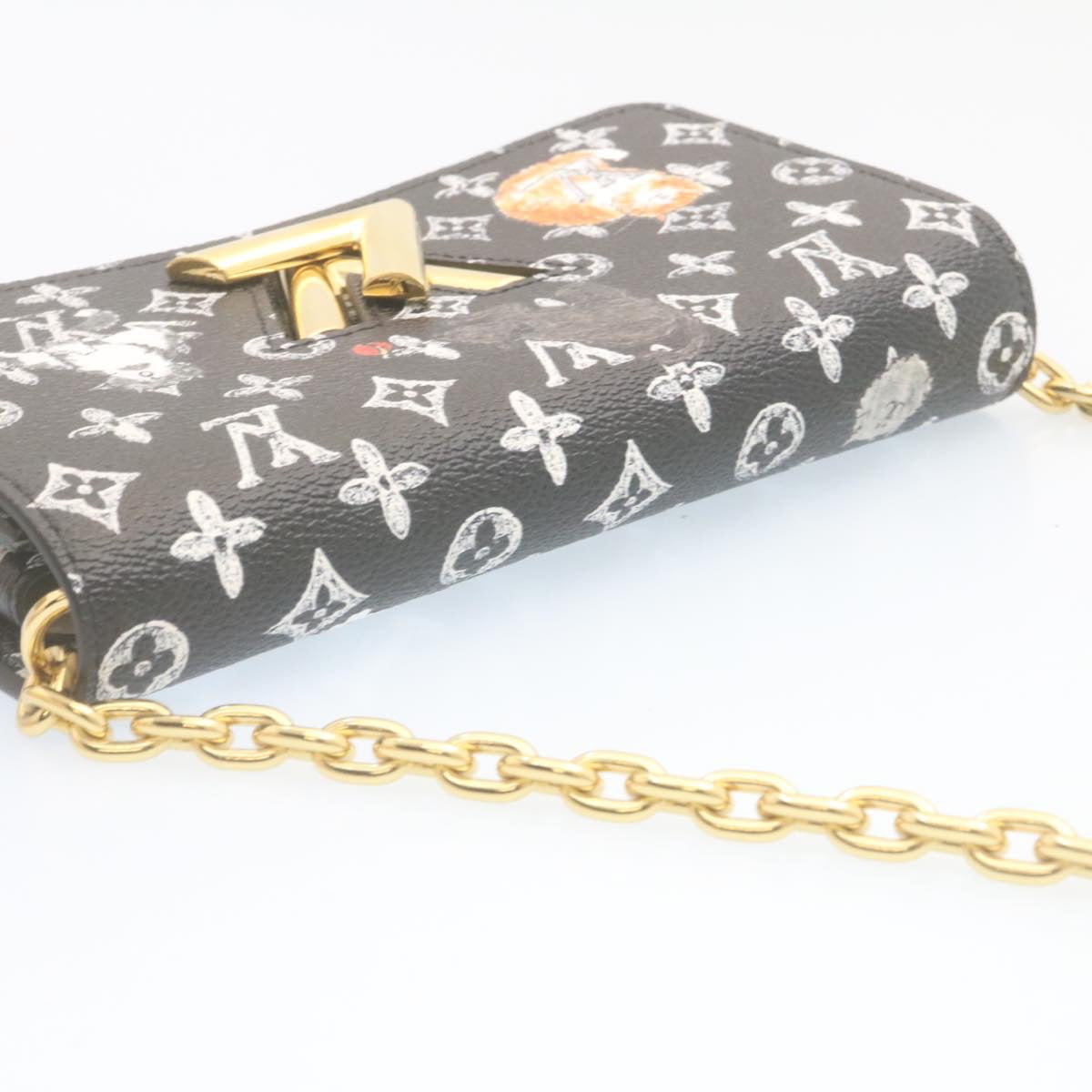 LOUIS VUITTON Monogram Cat Portefeuille Twist Chain Wallet M63888 Auth ar6463