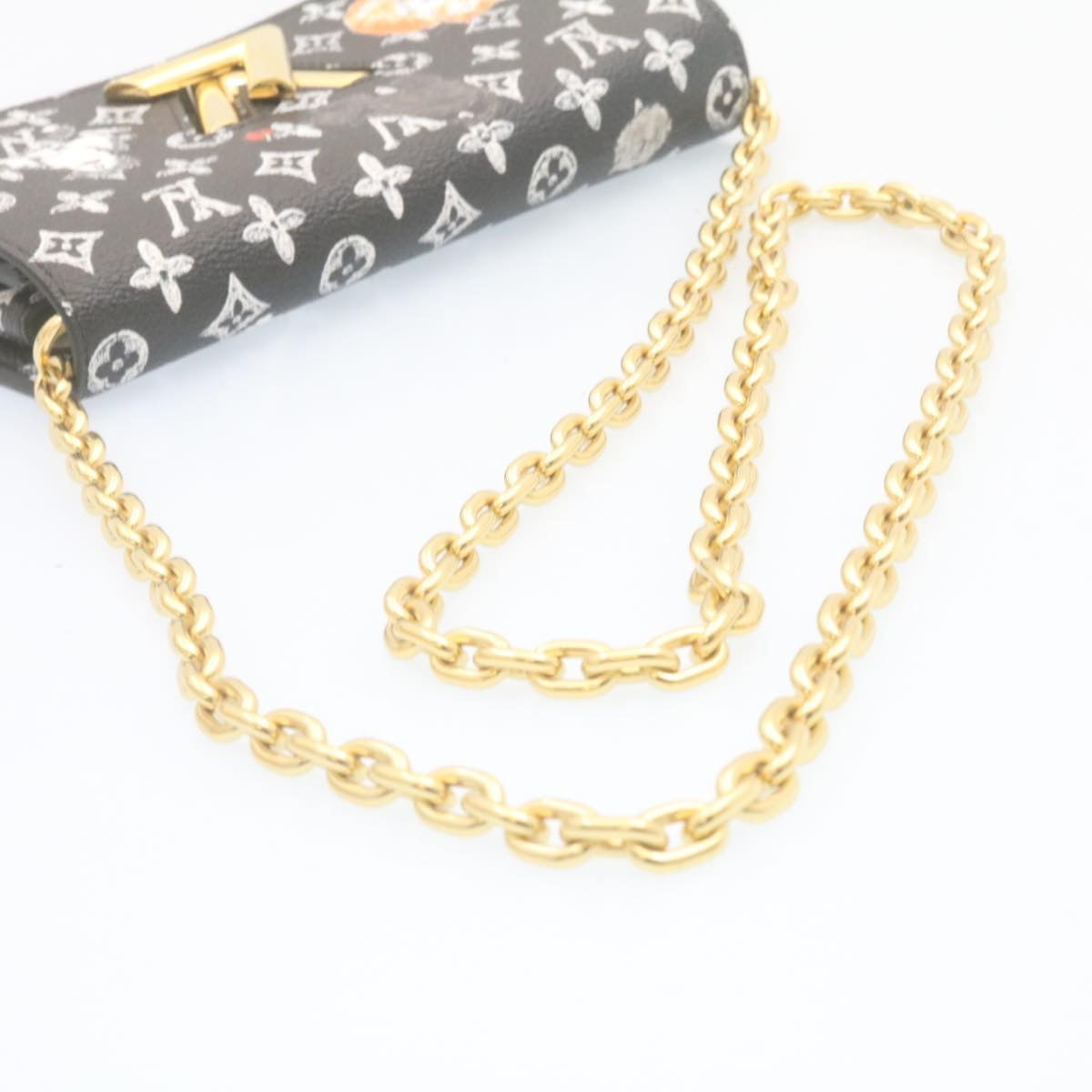 LOUIS VUITTON Monogram Cat Portefeuille Twist Chain Wallet M63888 Auth ar6463SM