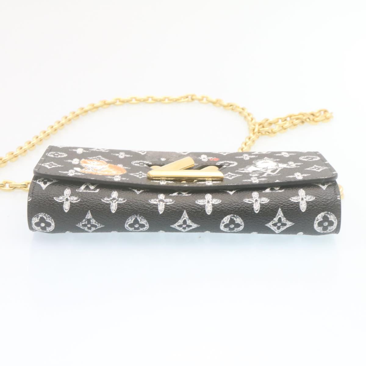 LOUIS VUITTON Monogram Cat Portefeuille Twist Chain Wallet M63888 Auth ar6463