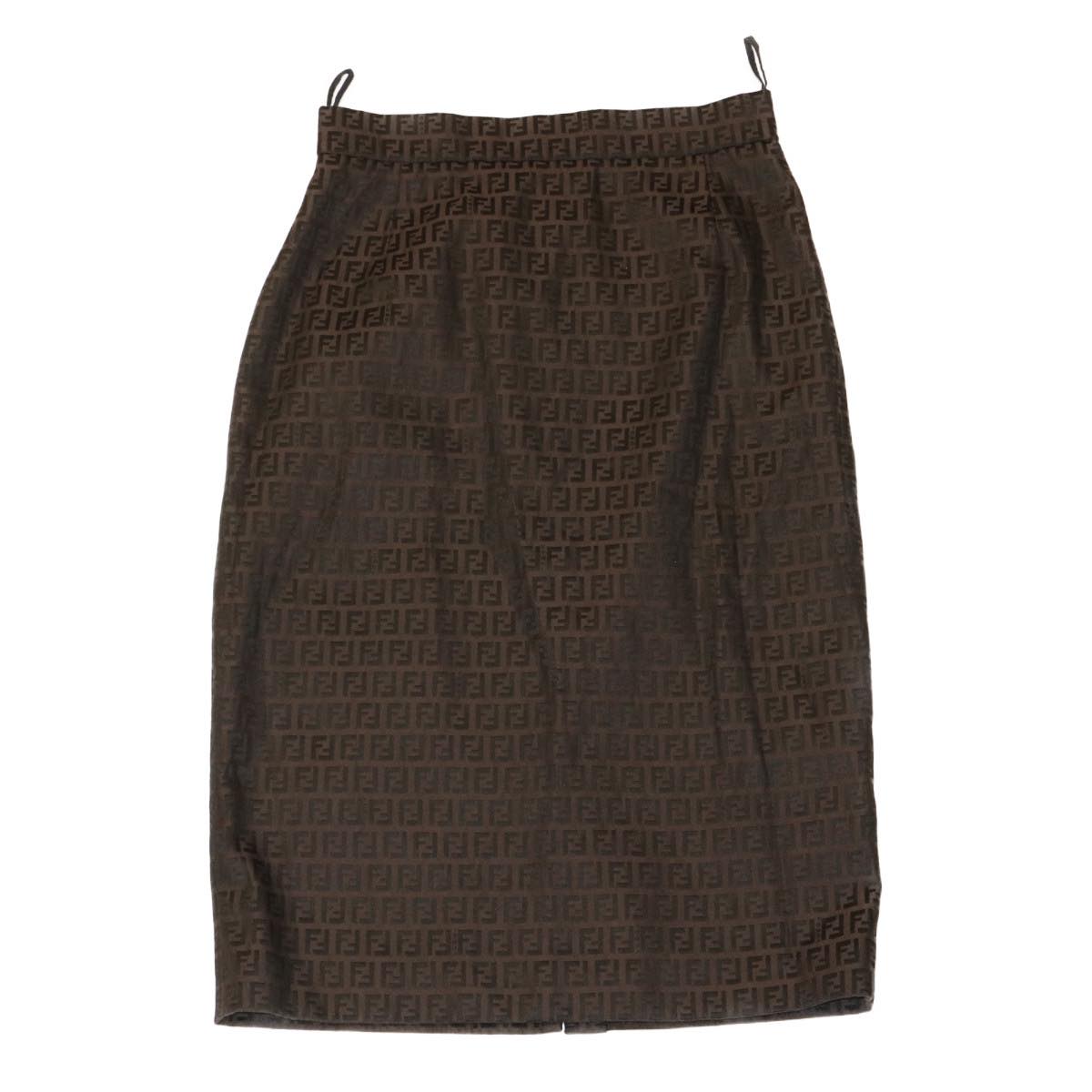 FENDI Zucchino Canvas Skirt Brown Auth ar6747