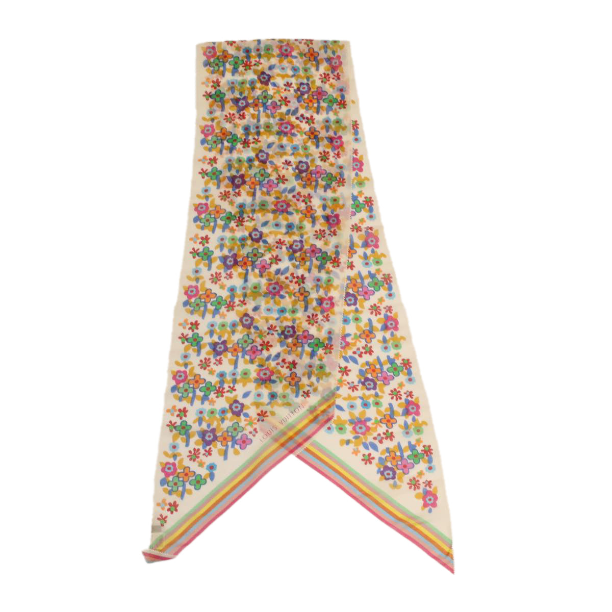 LOUIS VUITTON Flower Scarf Silk Multicolor LV Auth ar8228