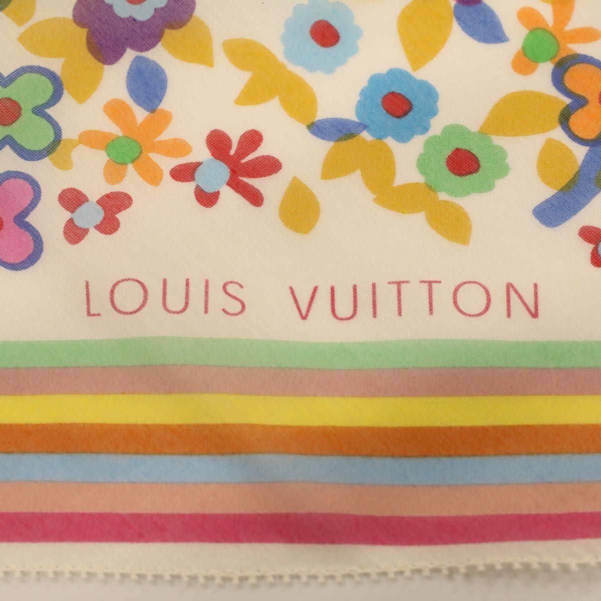 LOUIS VUITTON Flower Scarf Silk Multicolor LV Auth ar8228