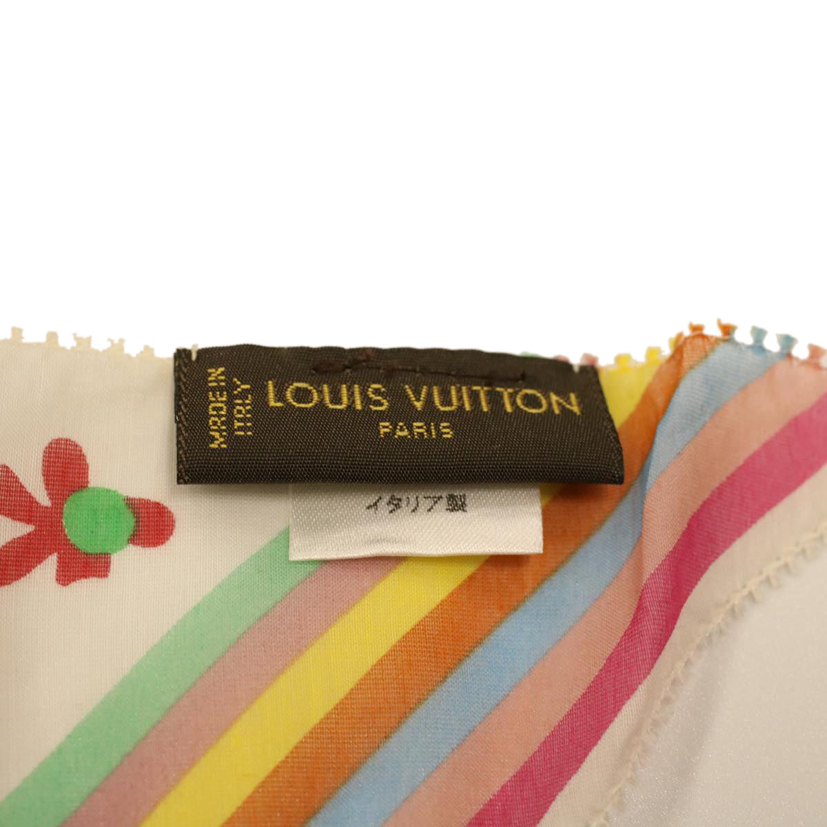 LOUIS VUITTON Flower Scarf Silk Multicolor LV Auth ar8228