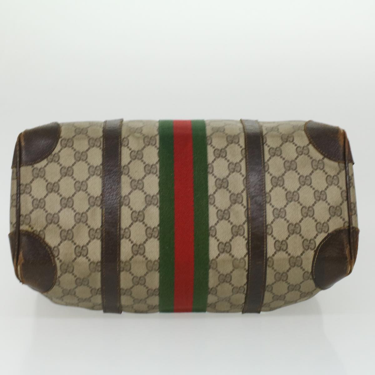 GUCCI GG Canvas Web Sherry Line Hand Bag 2Set Beige Red Green Auth ar8498