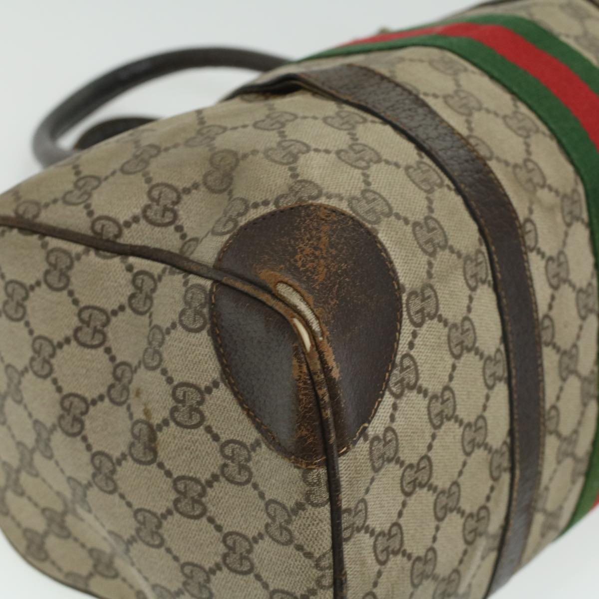 GUCCI GG Canvas Web Sherry Line Hand Bag 2Set Beige Red Green Auth ar8498