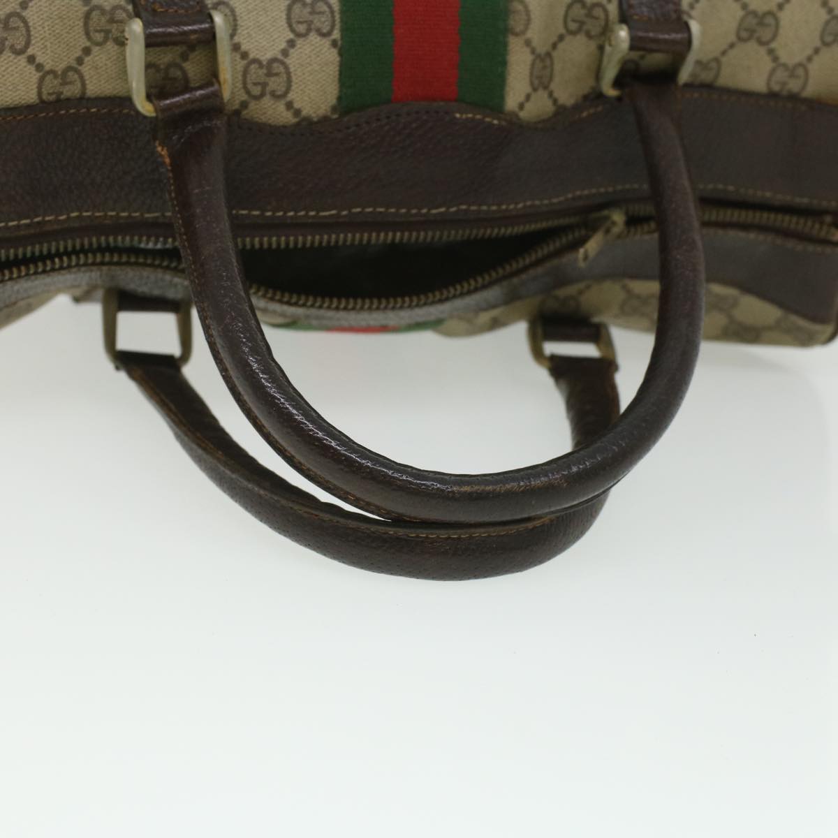 GUCCI GG Canvas Web Sherry Line Hand Bag 2Set Beige Red Green Auth ar8498