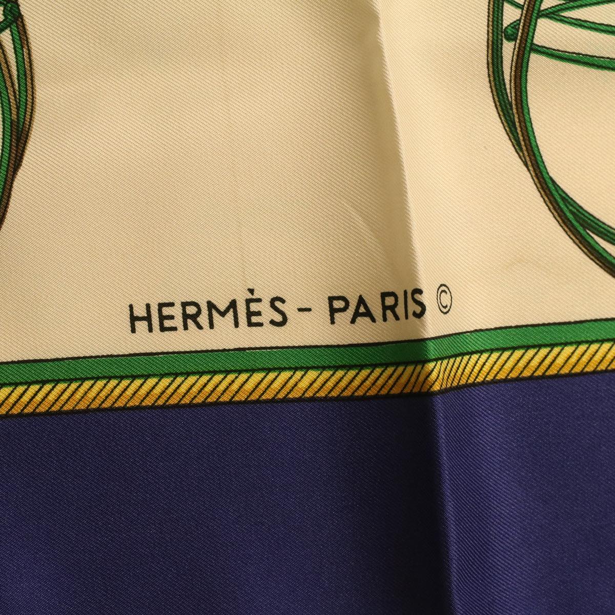 HERMES Carre 90 Hermes Cup Plam Beach Scarf Silk Red Navy Auth ar8505