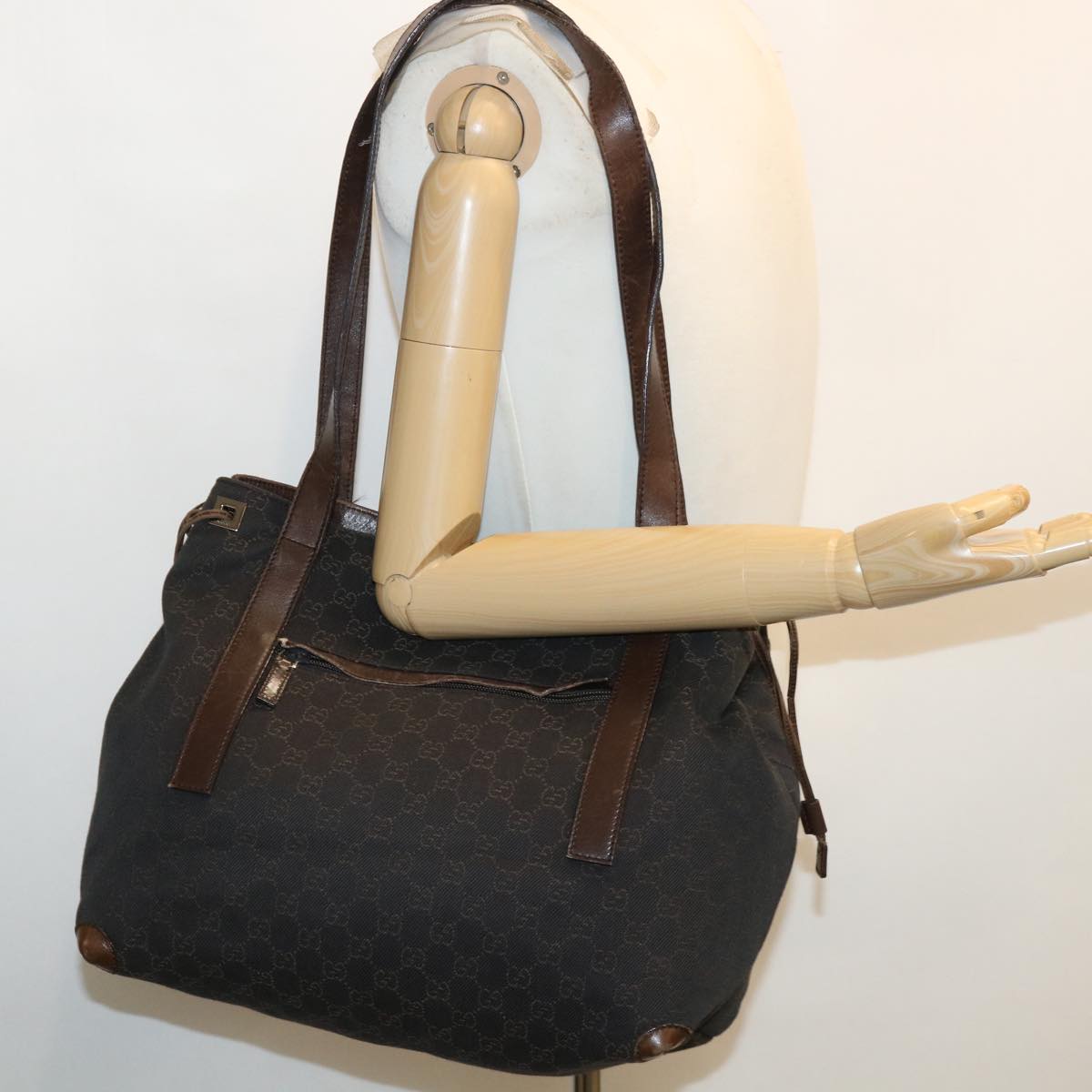 GUCCI GG Canvas Tote Bag Brown 30501/203419 Auth ar8789