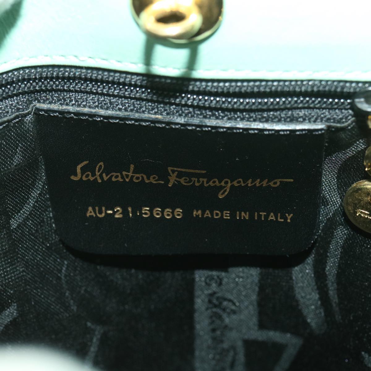 Salvatore Ferragamo Chain Backpack Canvas Blue Auth ar9058