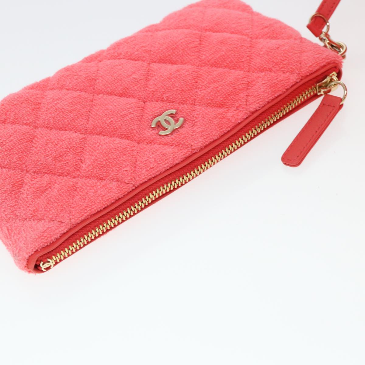 CHANEL Chain Hand Bag Pile 2way Pink CC Auth ar9158A