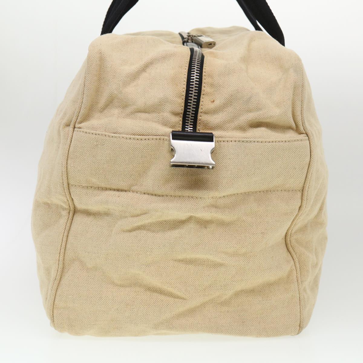 PRADA Boston Bag Canvas 2way Beige Auth ar9161