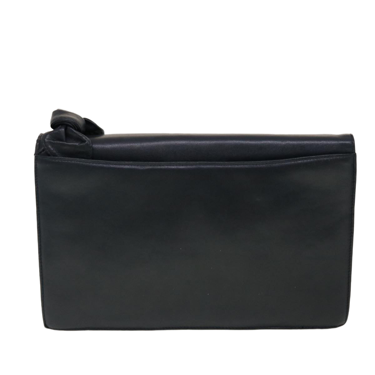 VALENTINO Clutch Shoulder Bag Leather 2Set Navy Black Auth ar9401