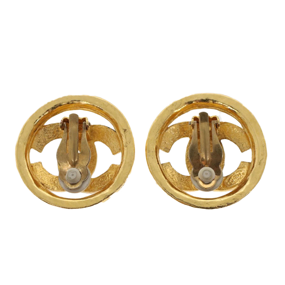 CHANEL COCO Mark Earring Gold CC Auth ar9579