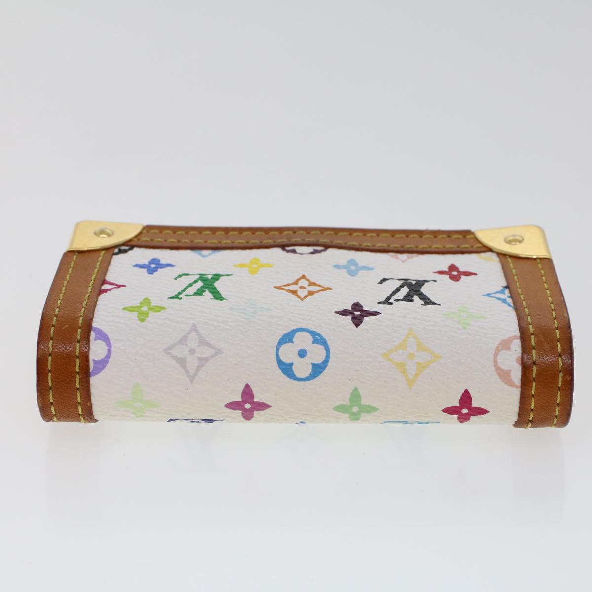 LOUIS VUITTON Multicolor Porte Monnaie Plat Coin Purse White M92657 Auth ar9683B