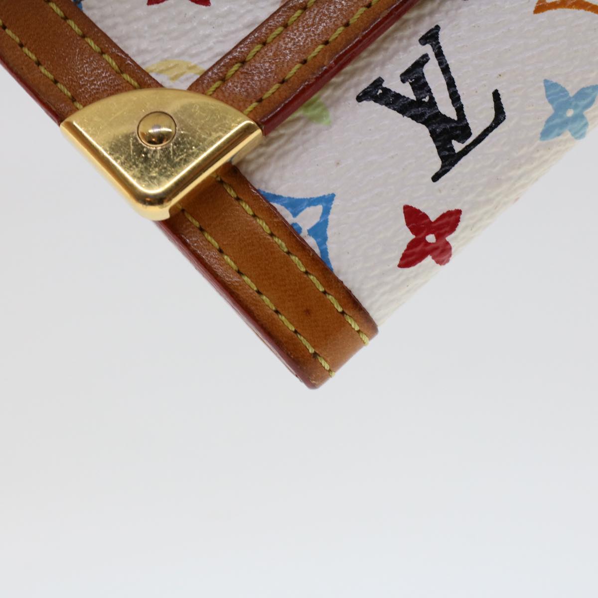 LOUIS VUITTON Multicolor Porte Monnaie Plat Coin Purse White M92657 Auth ar9683B