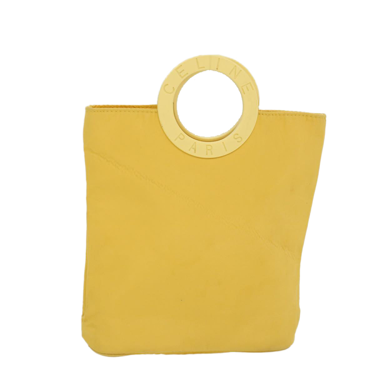 CELINE Hand Bag Nylon Yellow Auth ar9694B