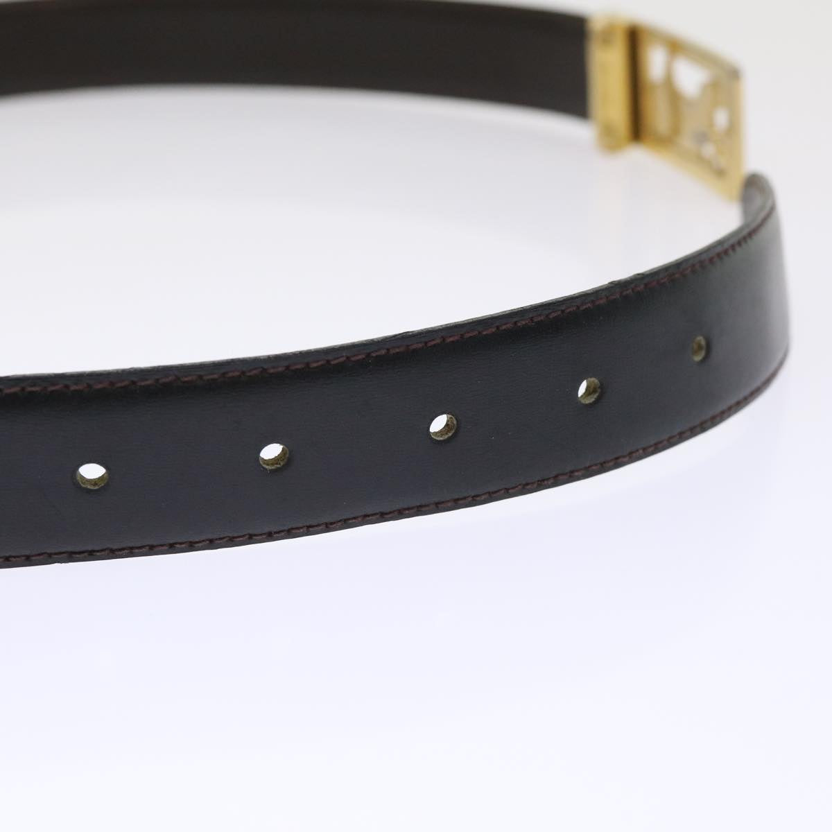 CELINE Horse Carriage Belt Leather 28""-32.3"" Black Auth ar9780