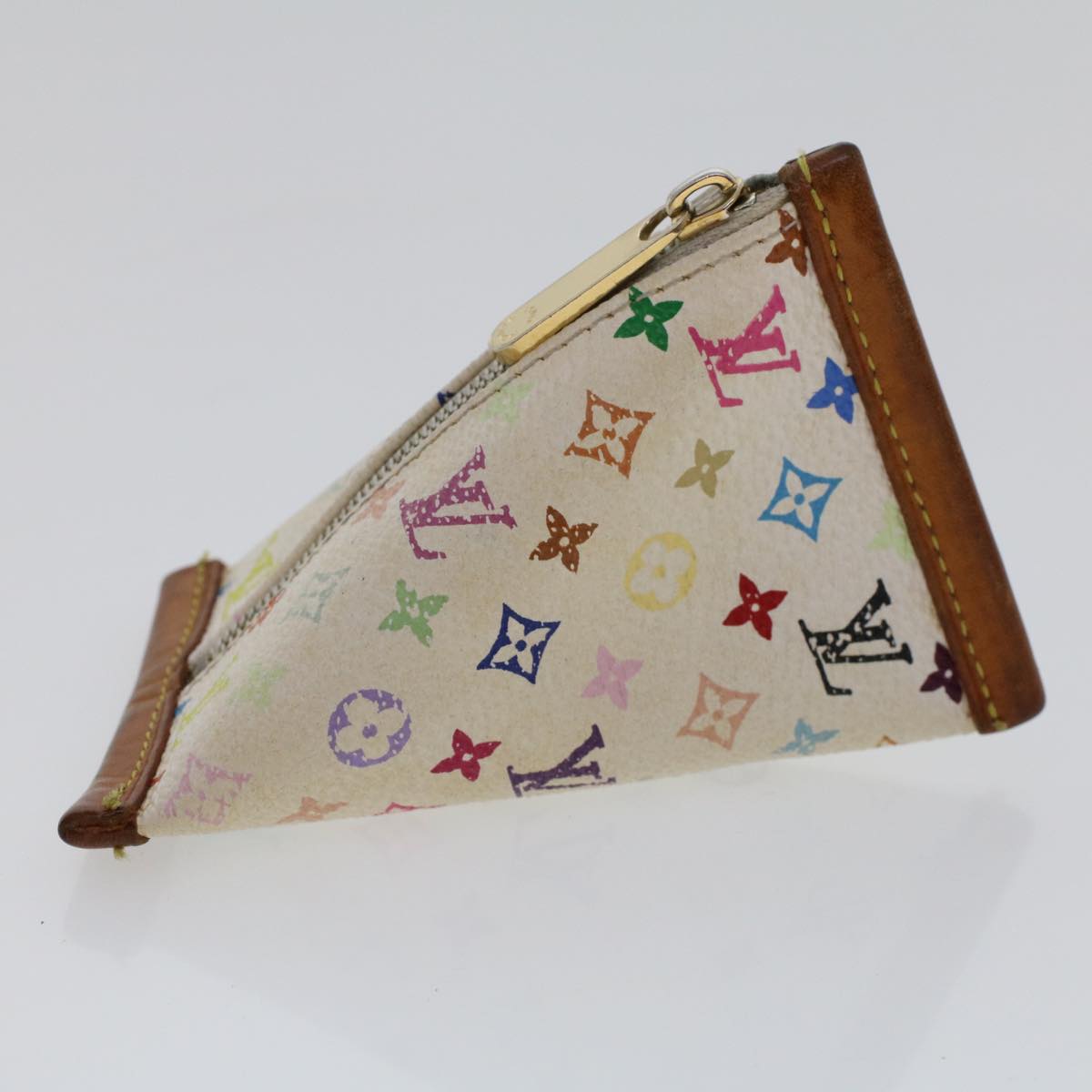 LOUIS VUITTON Monogram Multicolor Berlingo Coin Purse White M58028 Auth ar9808B