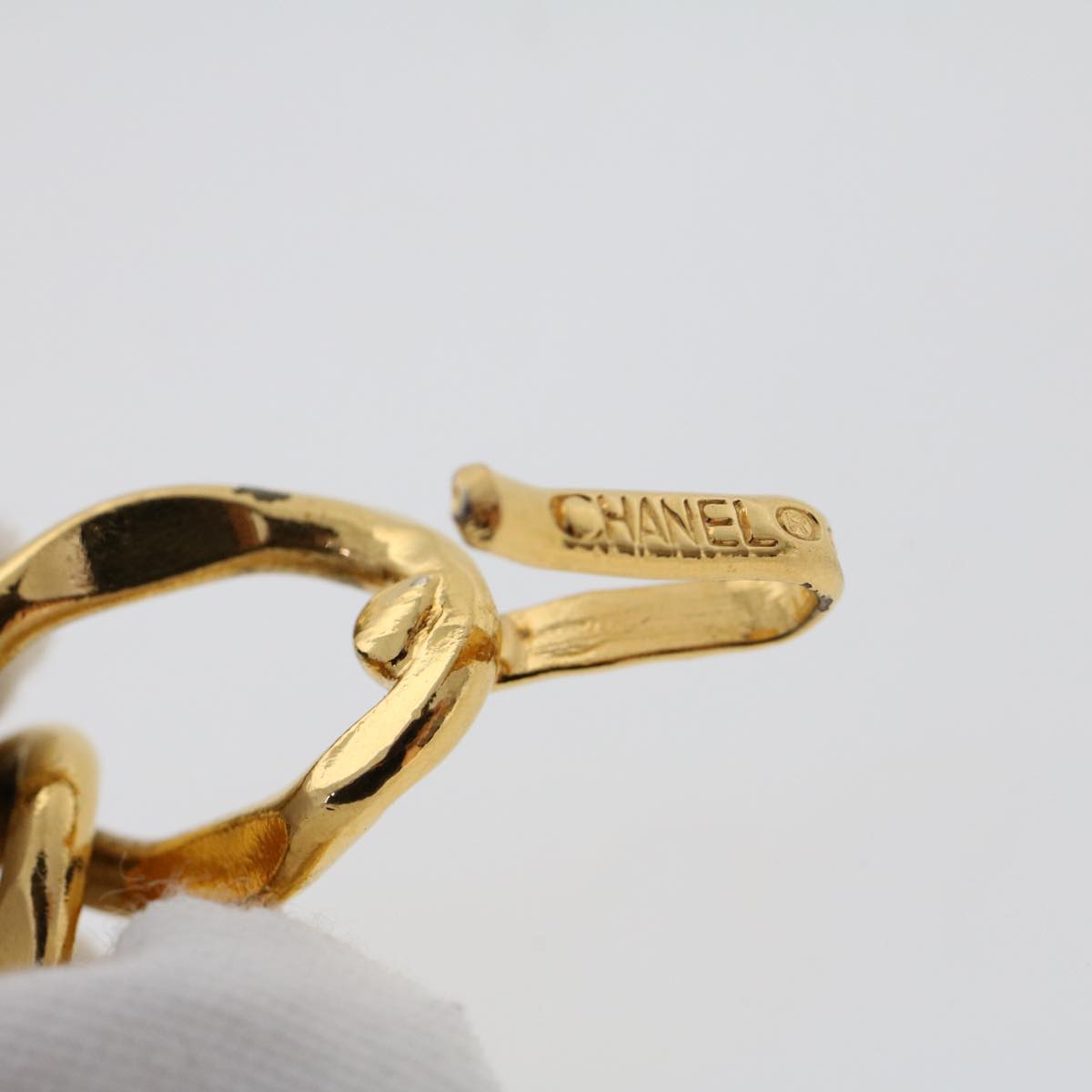 CHANEL Belt metal 33.5"" Gold Tone CC Auth ar9885B