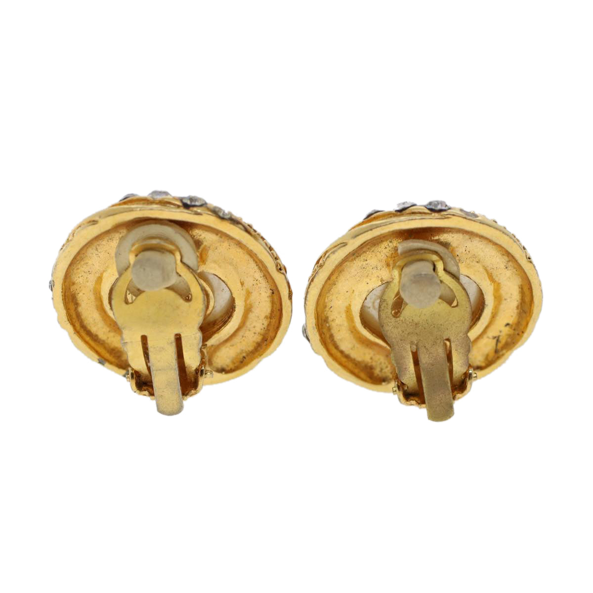 CHANEL Earring Gold Tone CC Auth ar9890B