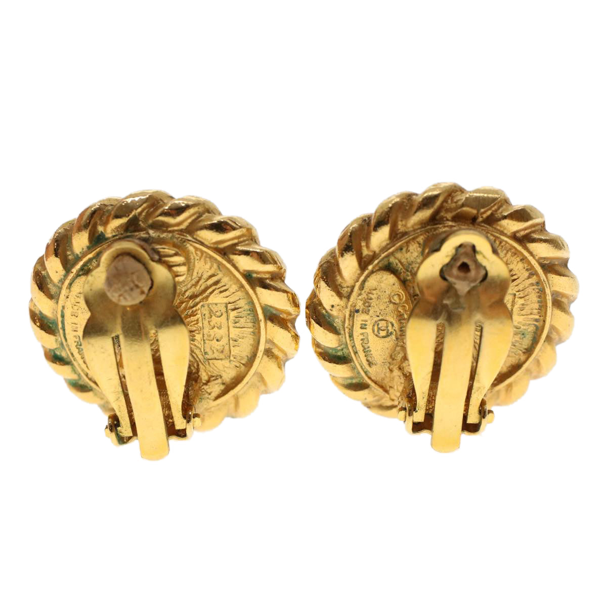 CHANEL Earring Gold Tone CC Auth ar9891B