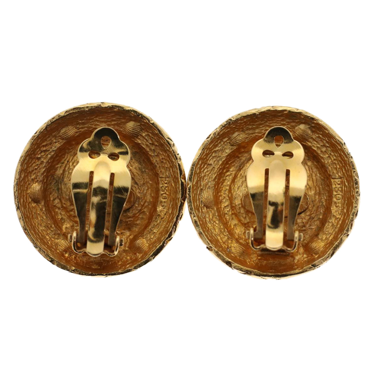 CHANEL Earring Gold Tone CC Auth ar9892B