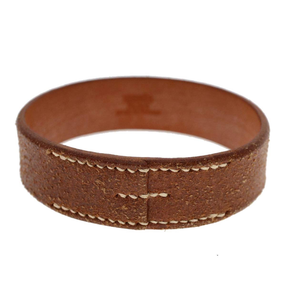 HERMES Bangle Bracelet Leather Brown Auth ar9895B