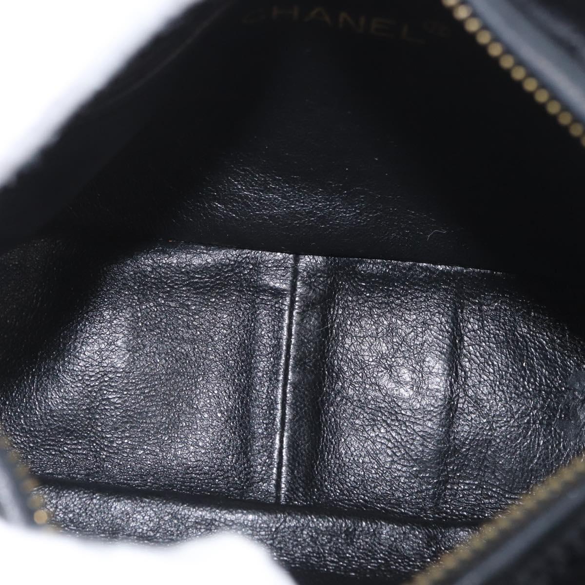 CHANEL Shoulder Bag Velor Black Gold CC Auth ARZ008SAV
