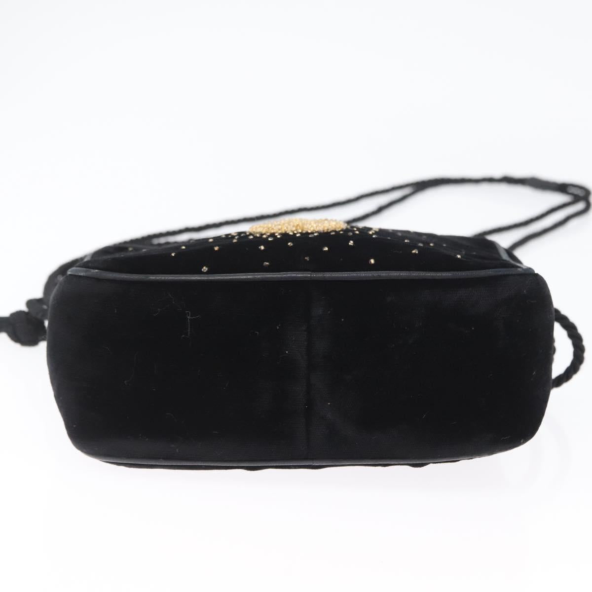 CHANEL Shoulder Bag Velor Black Gold CC Auth ARZ008SAV