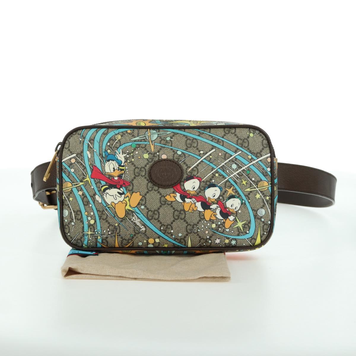 GUCCI GG Canvas Disney Waist bag PVC Beige Gold 602695 Auth ARZ017SAM
