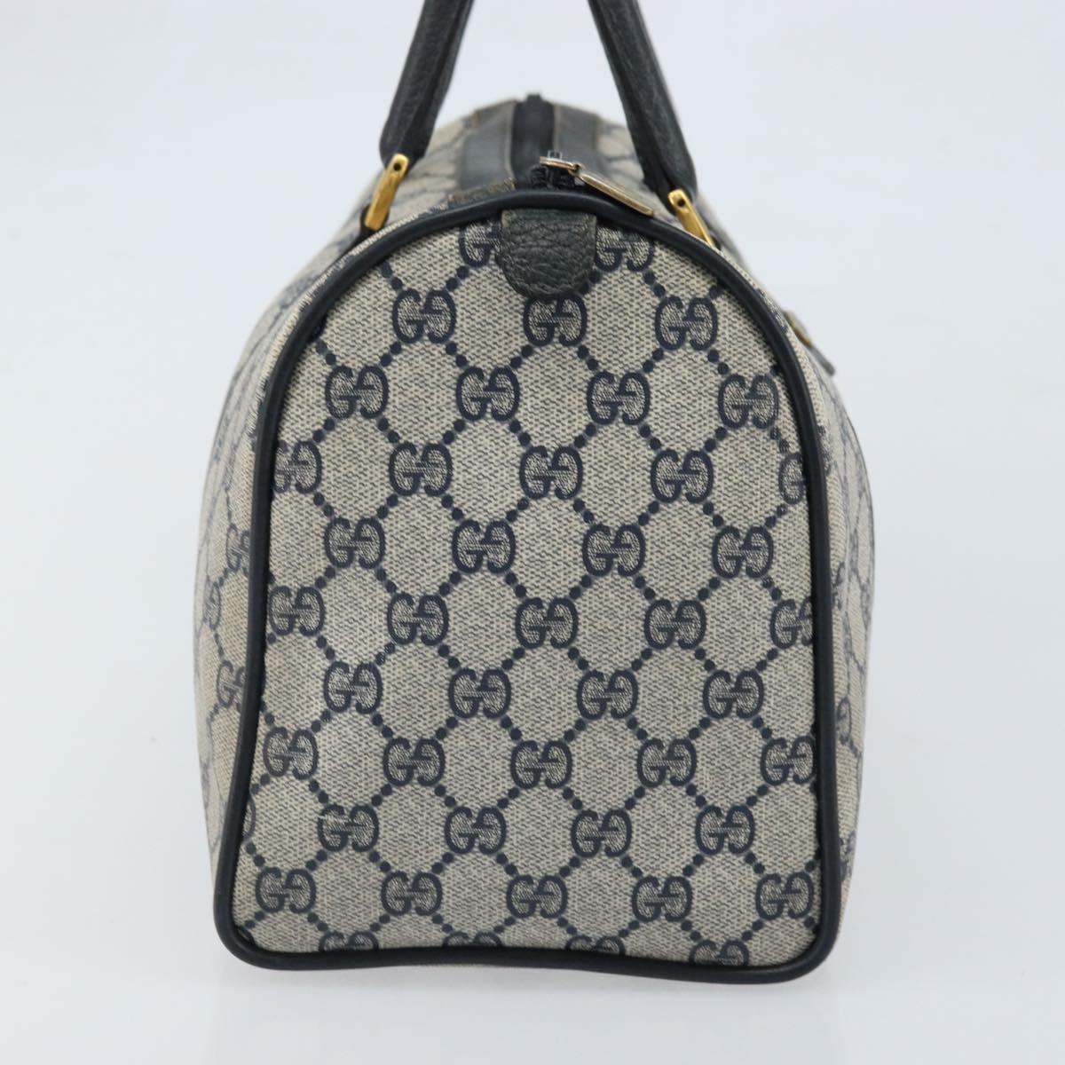 GUCCI GG Supreme Boston Bag PVC Navy Gold 39 02 007 Auth ARZ022