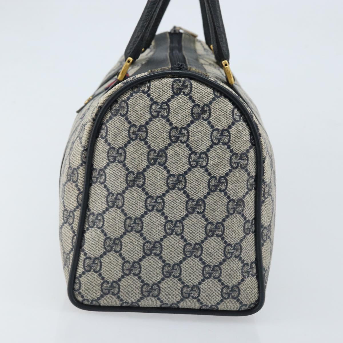 GUCCI GG Supreme Boston Bag PVC Navy Gold 39 02 007 Auth ARZ022