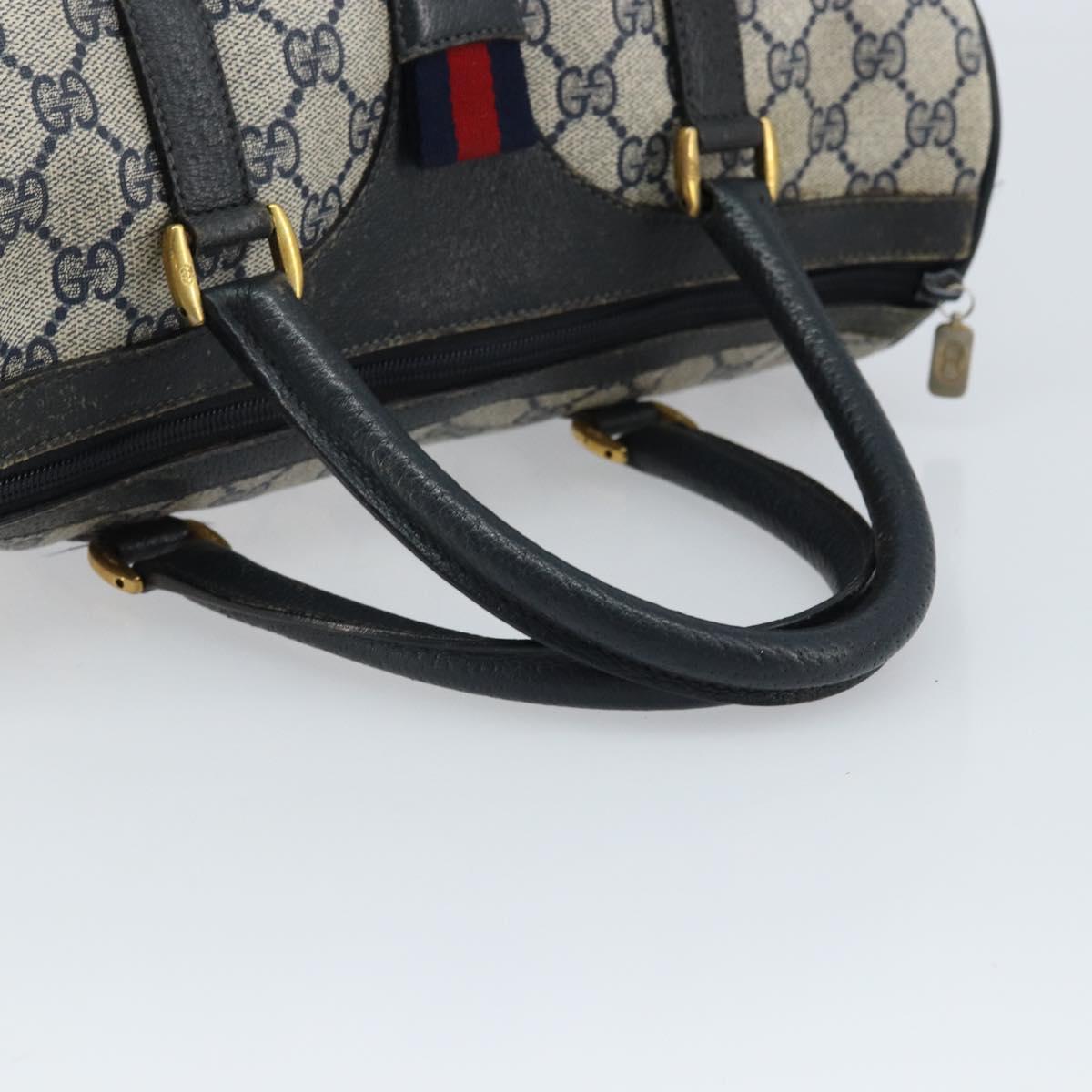 GUCCI GG Supreme Boston Bag PVC Navy Gold 39 02 007 Auth ARZ022