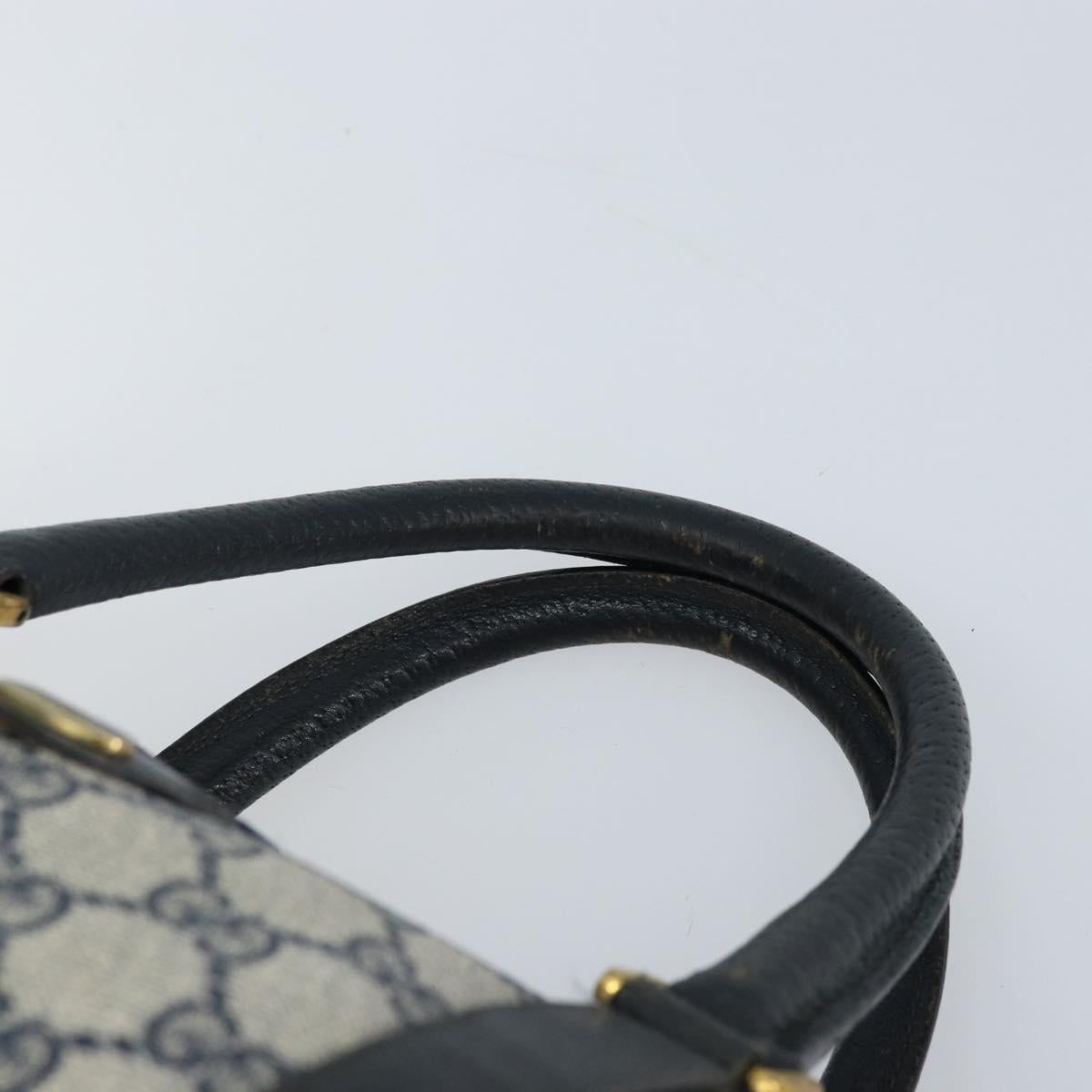 GUCCI GG Supreme Boston Bag PVC Navy Gold 39 02 007 Auth ARZ022