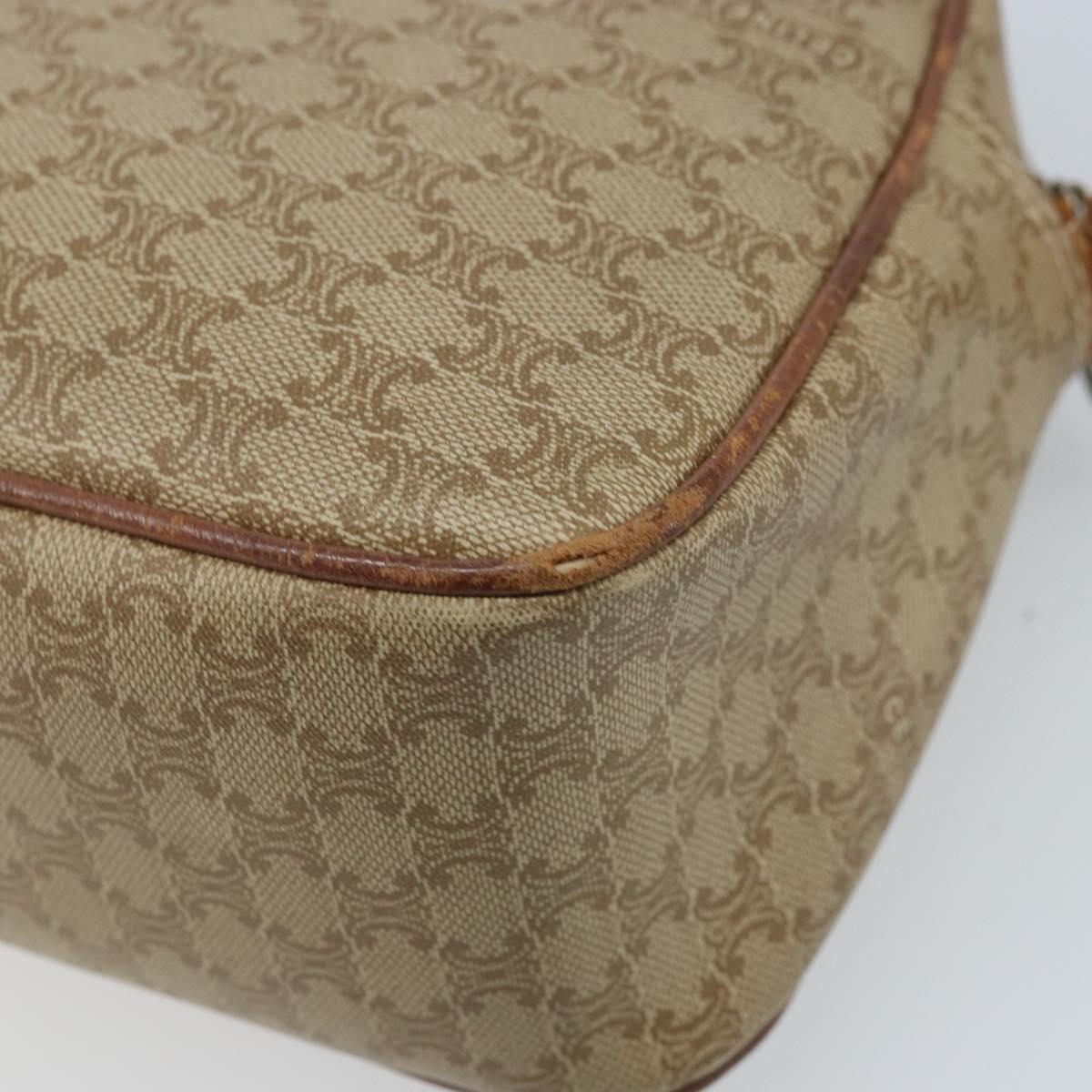 CELINE Macadam Canvas Shoulder Bag PVC Beige Gold Auth ARZ023