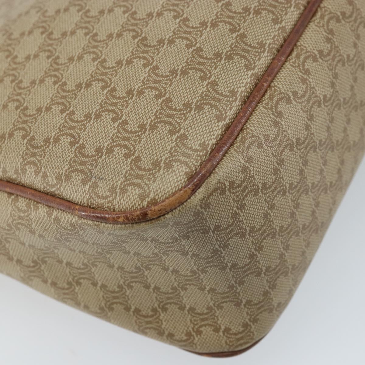 CELINE Macadam Canvas Shoulder Bag PVC Beige Gold Auth ARZ023