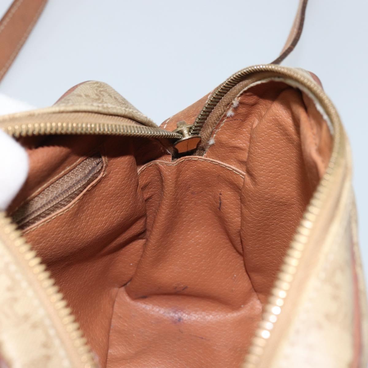 CELINE Macadam Canvas Shoulder Bag PVC Beige Gold Auth ARZ023