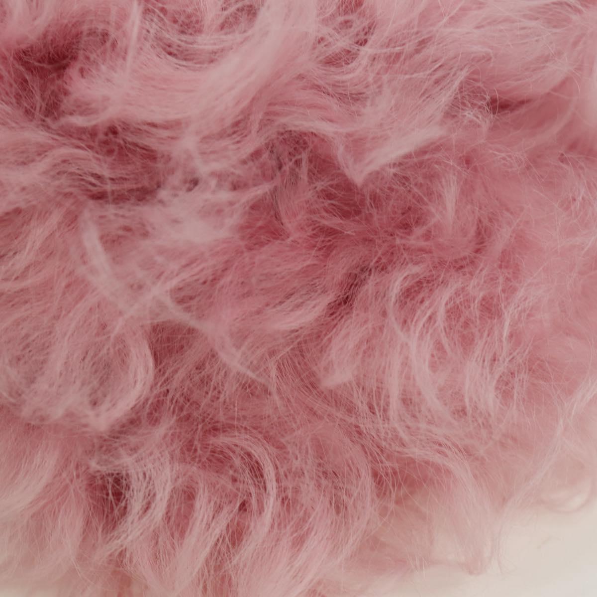 CHANEL Pouch Fur Pink Silver CC Auth ARZ032SAM