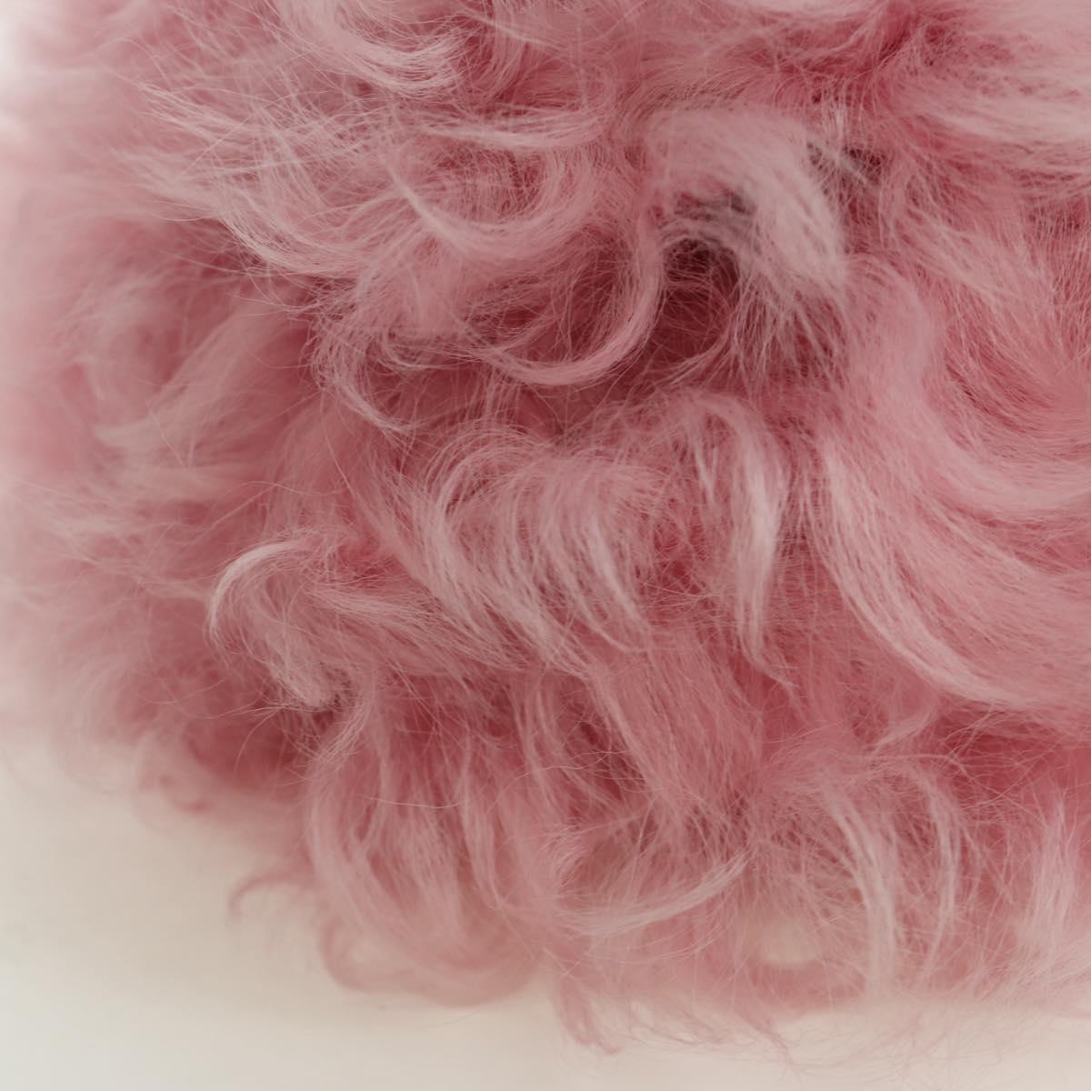 CHANEL Pouch Fur Pink Silver CC Auth ARZ032SAM