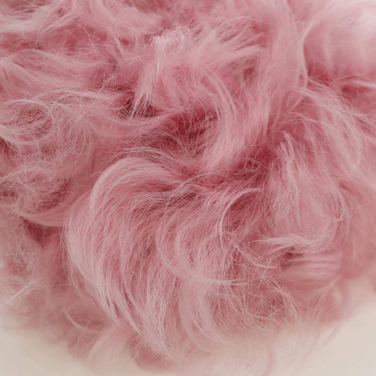 CHANEL Pouch Fur Pink Silver CC Auth ARZ032SAM