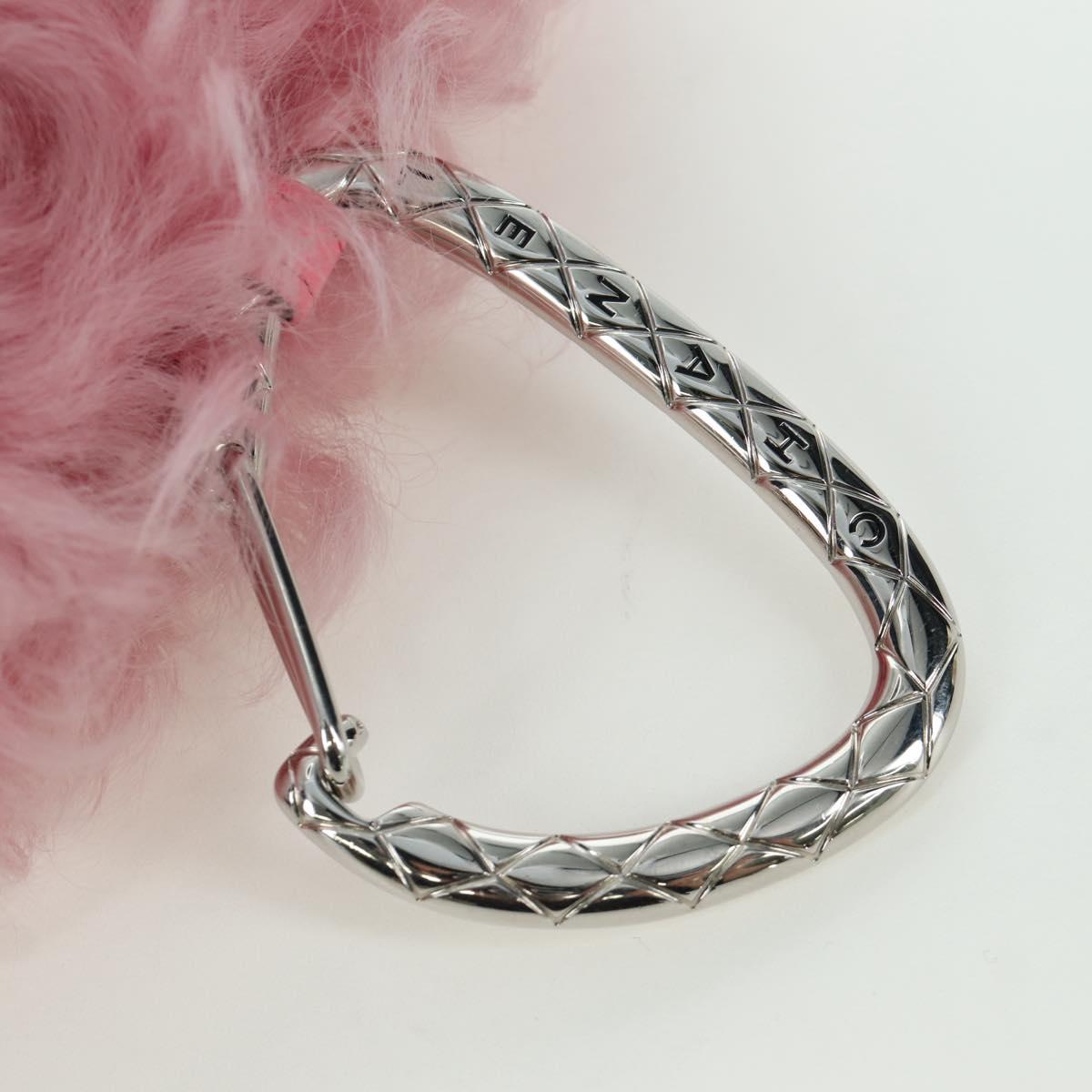 CHANEL Pouch Fur Pink Silver CC Auth ARZ032SAM