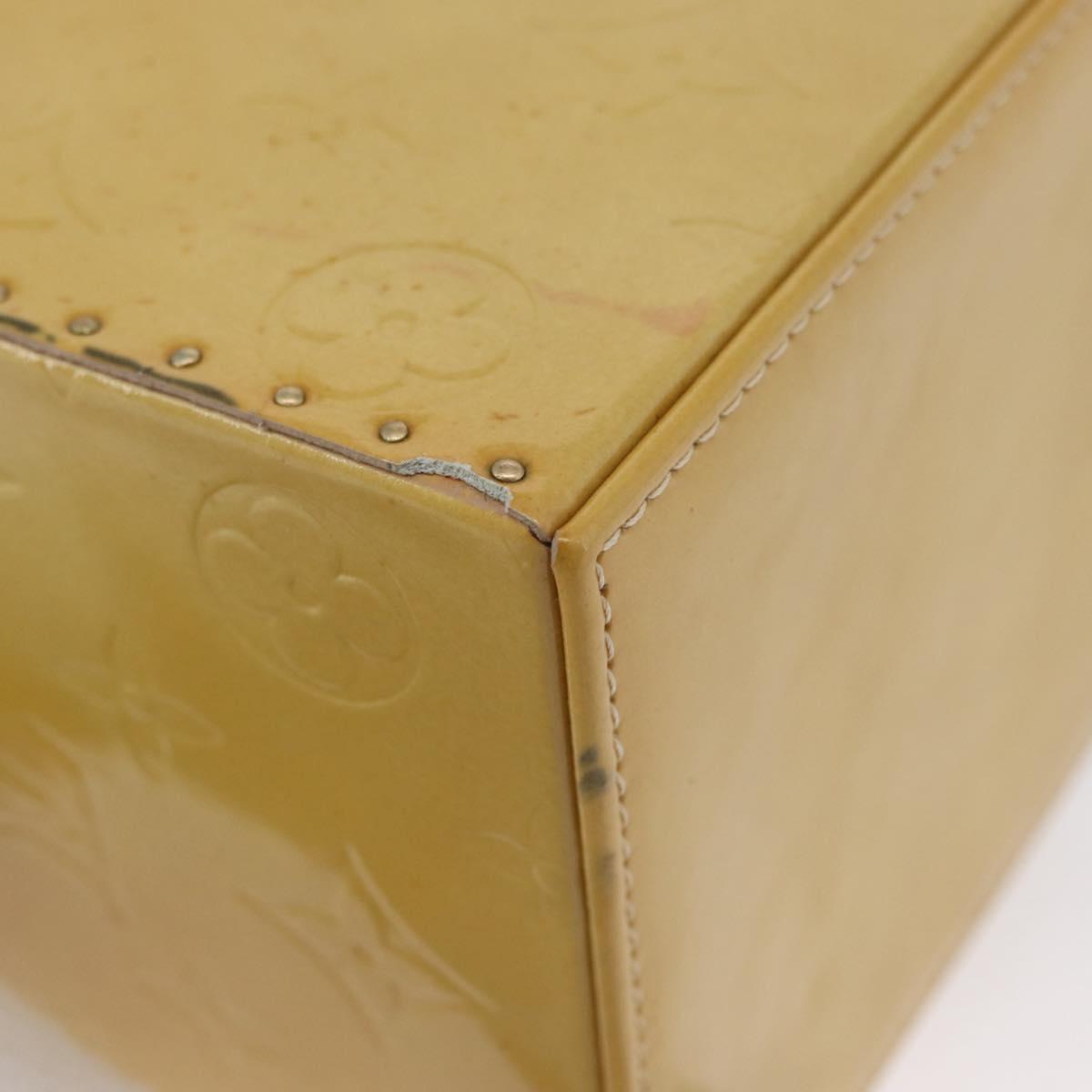 LOUIS VUITTON Monogram Vernis Bleecker Cosmetic Pouch Beige M91002 Auth ARZ033