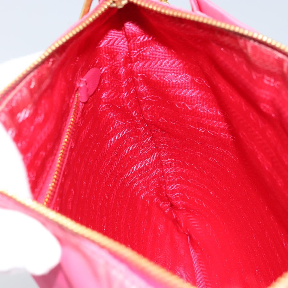 PRADA Ribbon Shoulder Bag Nylon Pink Gold Auth ARZ034A