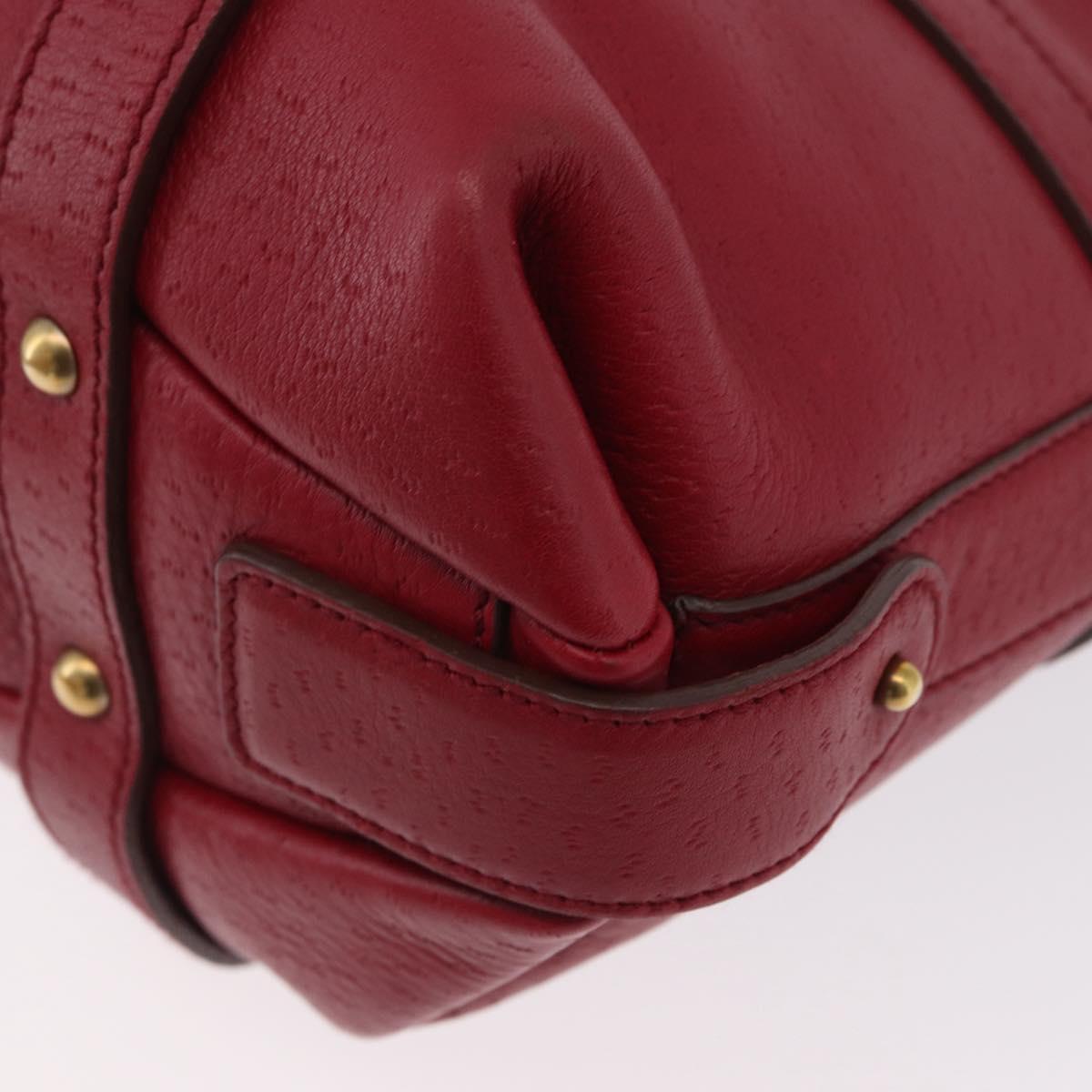 Salvatore Ferragamo Gancini Hand Bag Leather Red Gold Auth ARZ035A