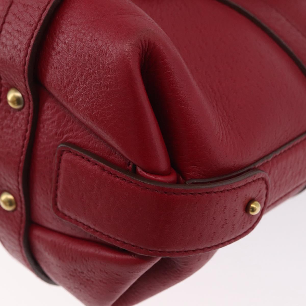 Salvatore Ferragamo Gancini Hand Bag Leather Red Gold Auth ARZ035A