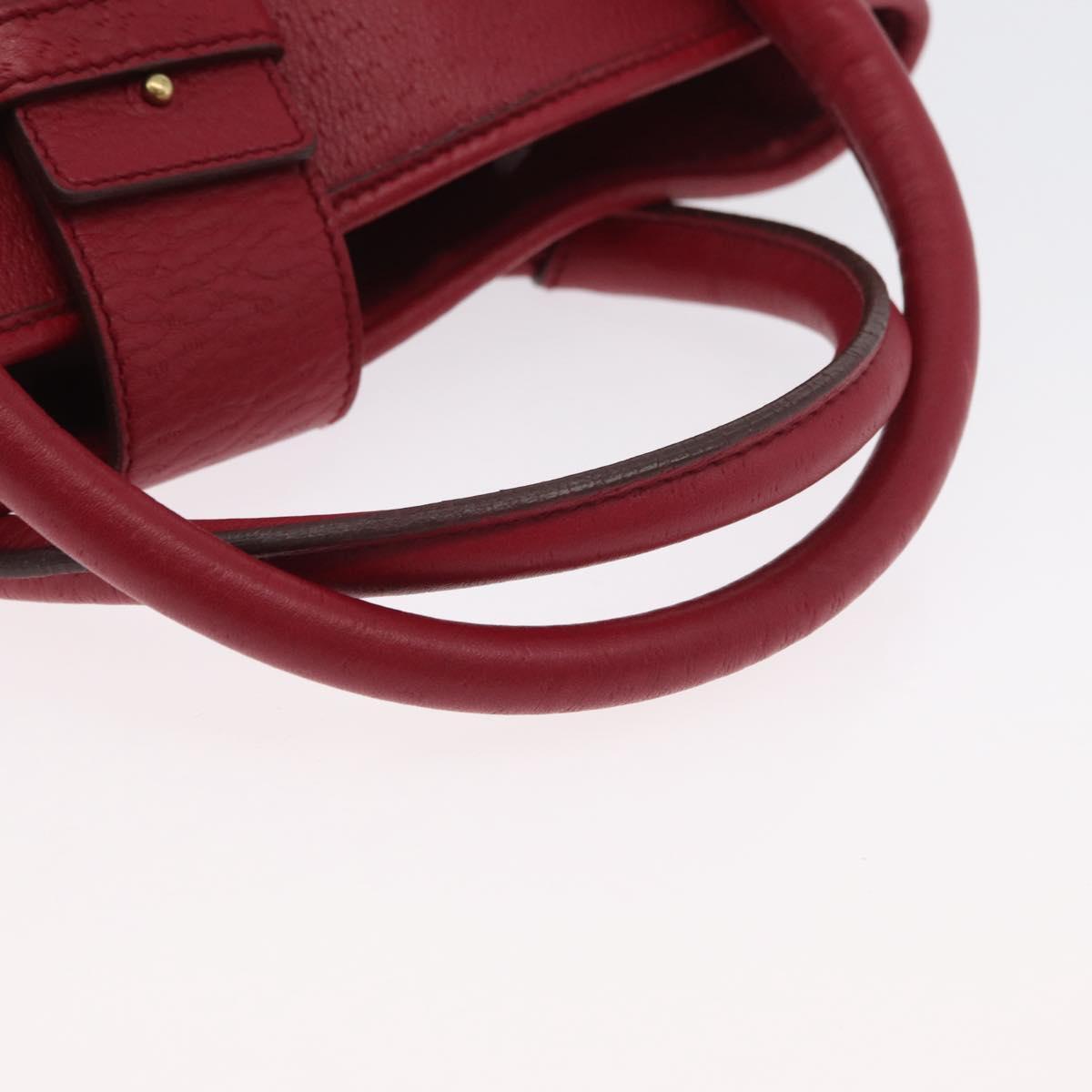 Salvatore Ferragamo Gancini Hand Bag Leather Red Gold Auth ARZ035A